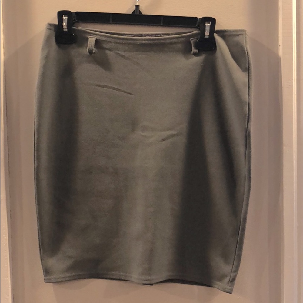 Grey Stretchy Straight Skirt